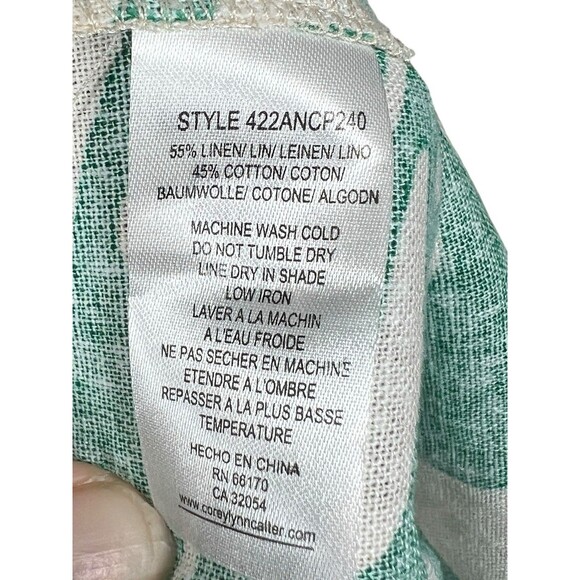 Corey Lynn Calter Linen Jumpsuit Tropical Adjustable Romper Green Floral XS - Picture 13 of 13